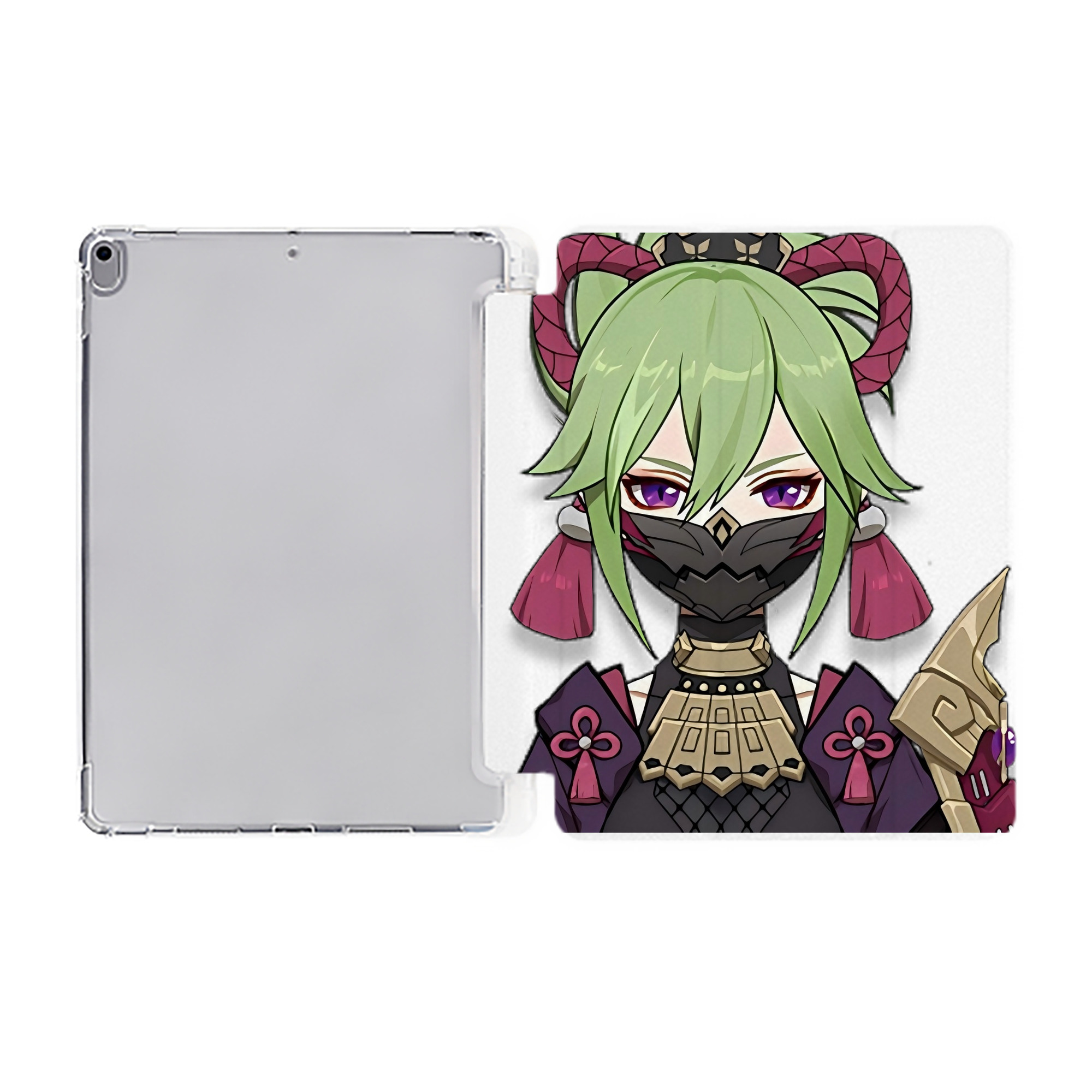 げんし神  久岐忍 くき しのぶ genshin Kuki Shinobu IPad ケース ペン収納付き 三つ折りスタンド PUレザー×シリコン 対応機種9.5/10.5/10.9インチ